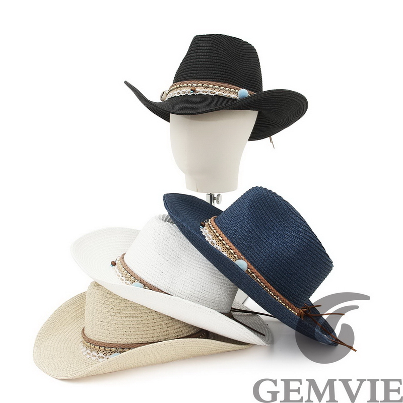 Cowboy Hat Straw - GEMVIE 4 Kleuren Retro Outdoor Lente