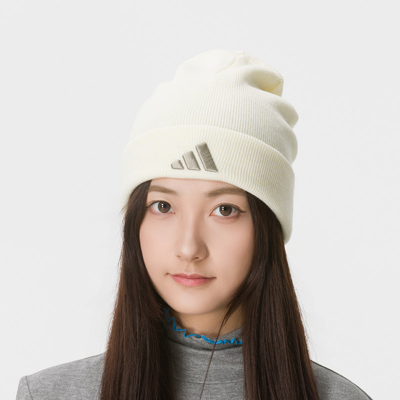 Beanie Cuffed Knit - Adidas Beanie KQ6682 Ivoorwit Zilvergrijs Gebreide
